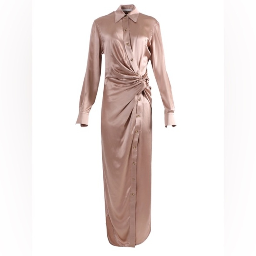 Alexander Wang T Pink Silk Maxi Shirt Dress 100% Silk